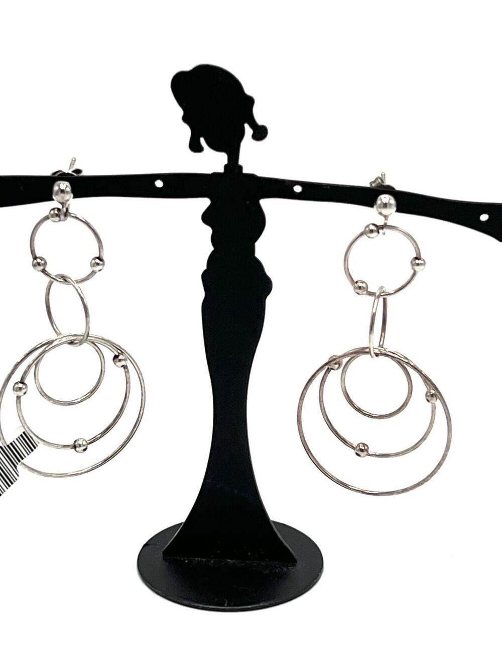 925 Paulo Romeo Italy Sterling Silver Hoop & Bead Earrings